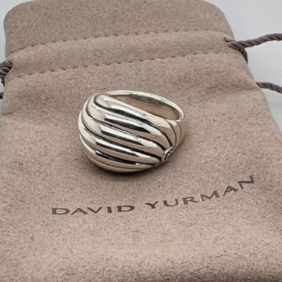 David Yurman Silver Sculpted Dome Ring Size 7 - Picture 7 of 7